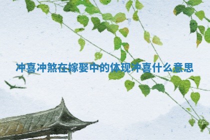 冲喜冲煞在嫁娶中的体现_冲喜 什么意思